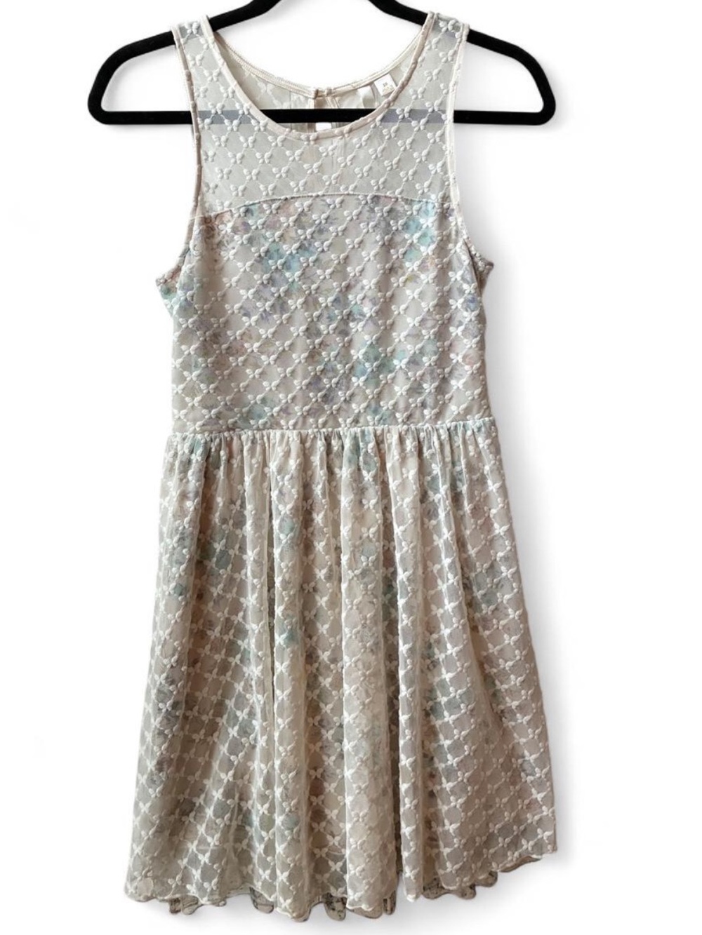 Disney Cinderella dress butterfly Lace Overlay Sleeveless Dress floral in white